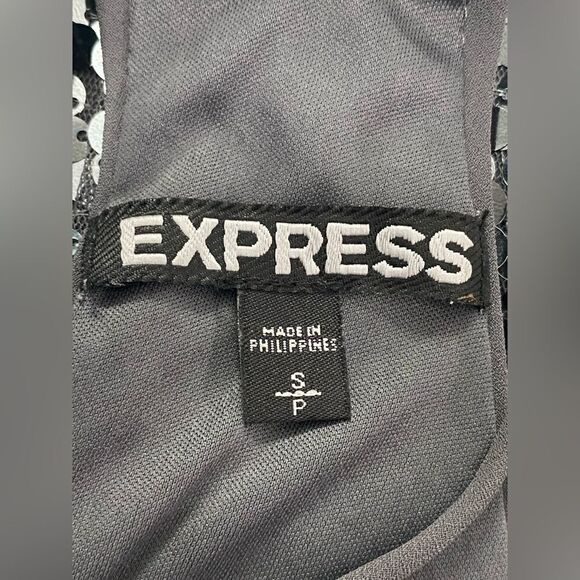 Express Silver Sequin Spaghetti Strap Razor Back Flowy dress. Size S/P - Picture 8 of 9
